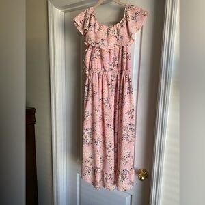 Beautees Pink Floral Ruffle Dress